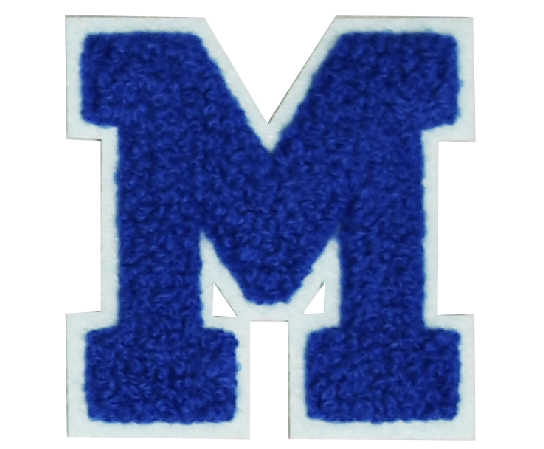 Iron-On Patch - Dark Blue with Light Blue Border (Letters)
