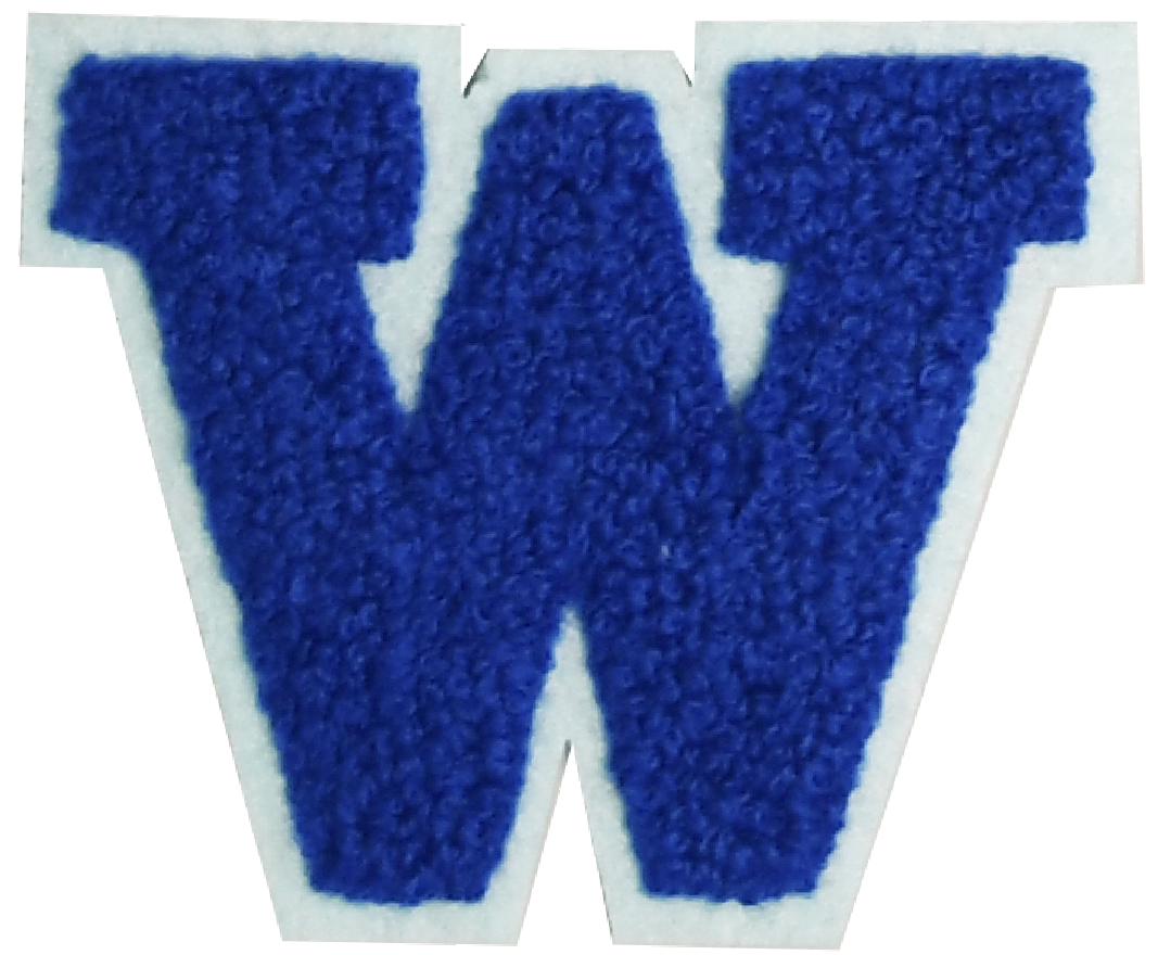 Iron-On Patch - Dark Blue with Light Blue Border (Letters)