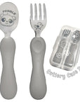 Easy Grip  Fork & Spoon Set - Pebble (with case)