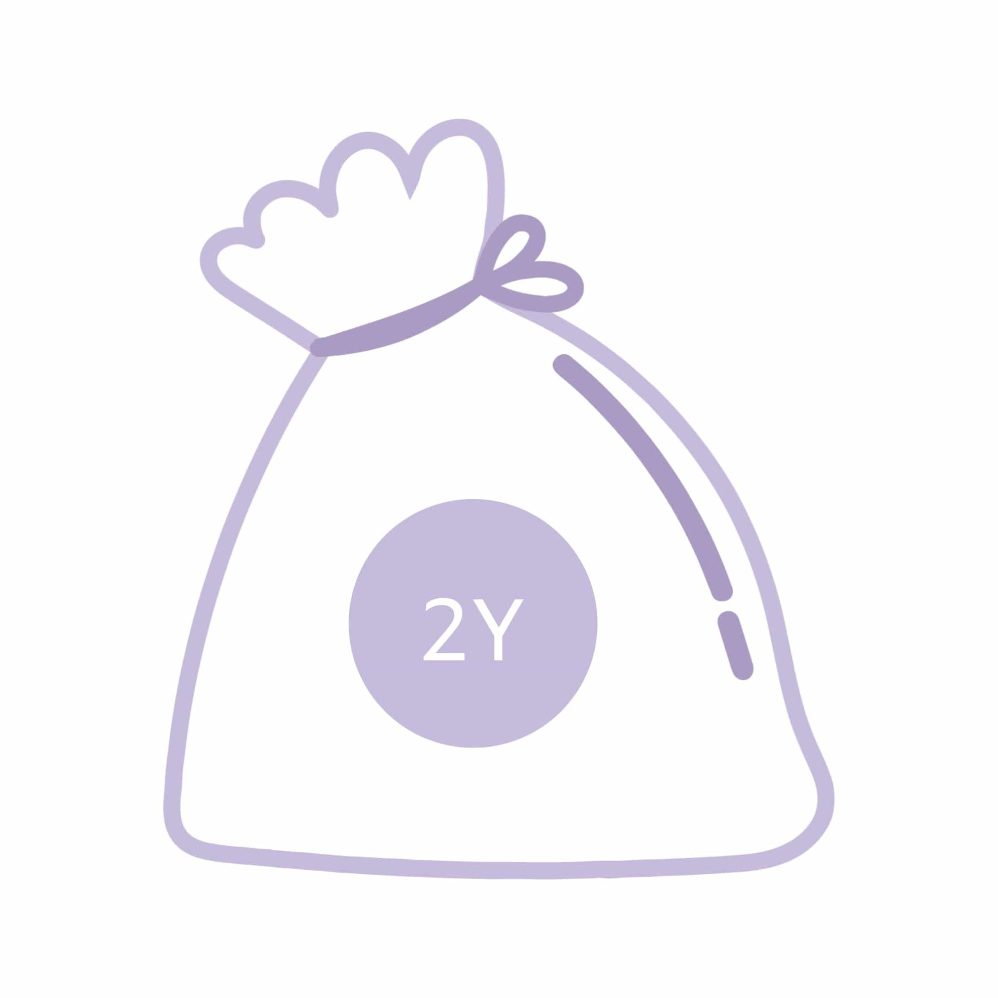Lilac grab bag with 2Y label