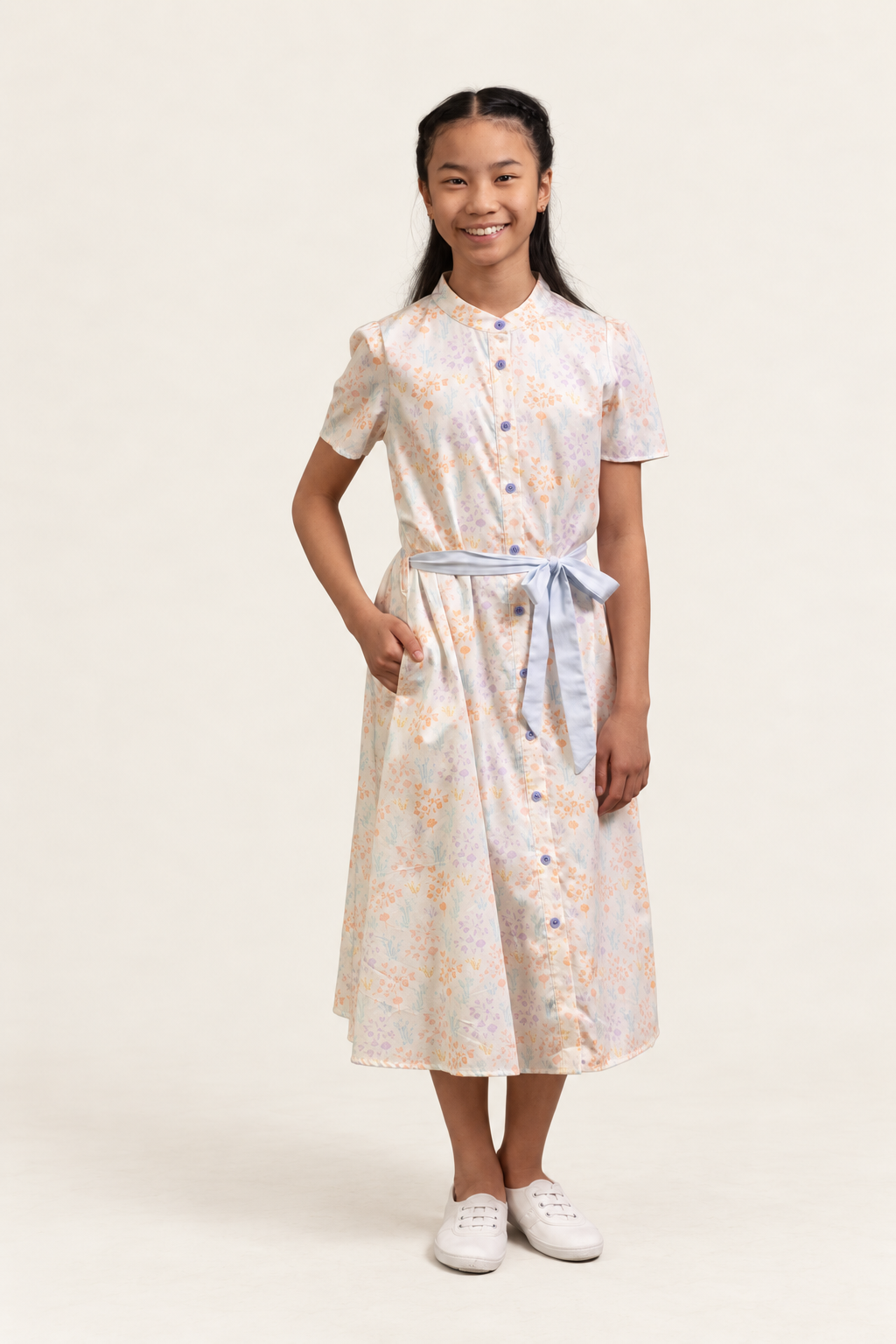 Sasha Dress - Cream Floral Bamboo