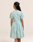 Giselle Cheongsam - Teal Plaid Tiles back