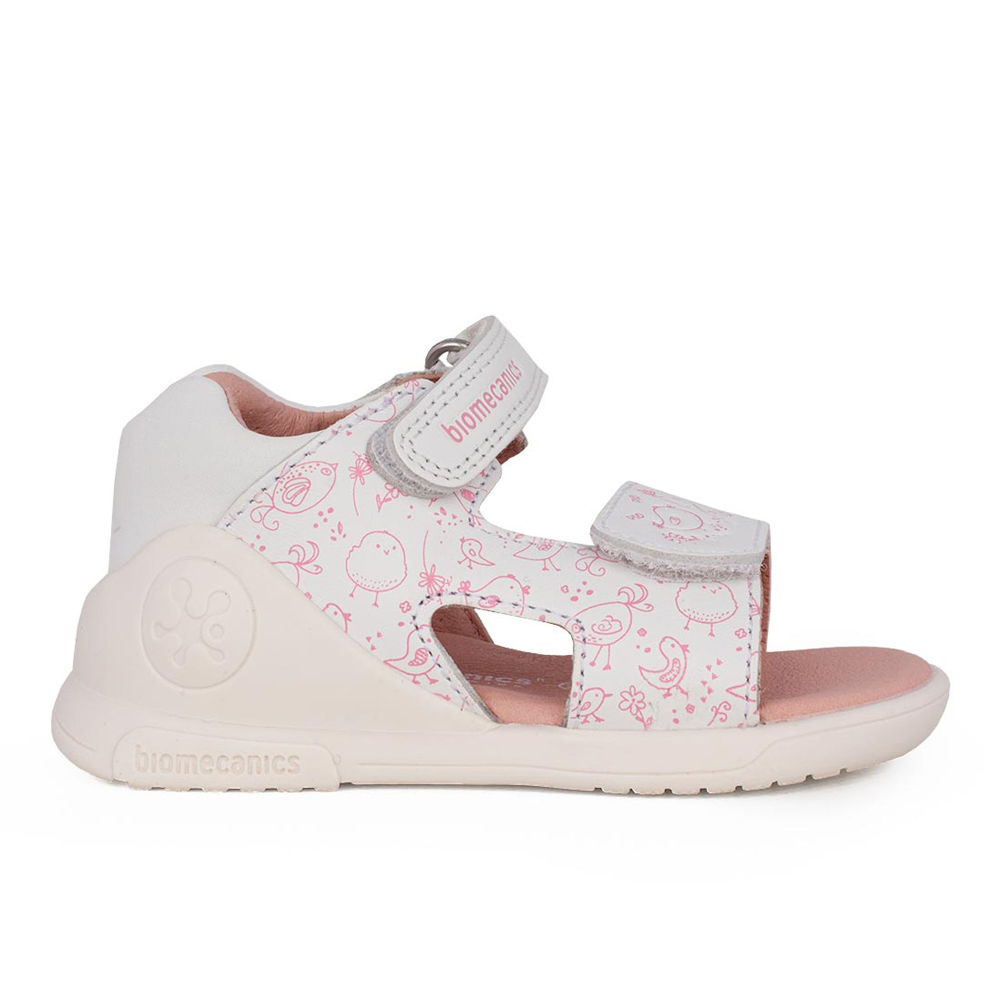 Biogateo White Open-Toed Sandals - Pink Birds
