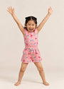 Flutter Playsuit Pink Teapots