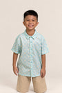 Little Man Shirt - Teal Plaid Tiles
