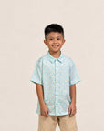 Little Man Shirt - Teal Plaid Tiles