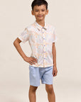 Little Man Shirt - Cream Floral Bamboo