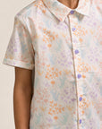 Little Man Shirt - Cream Floral Bamboo