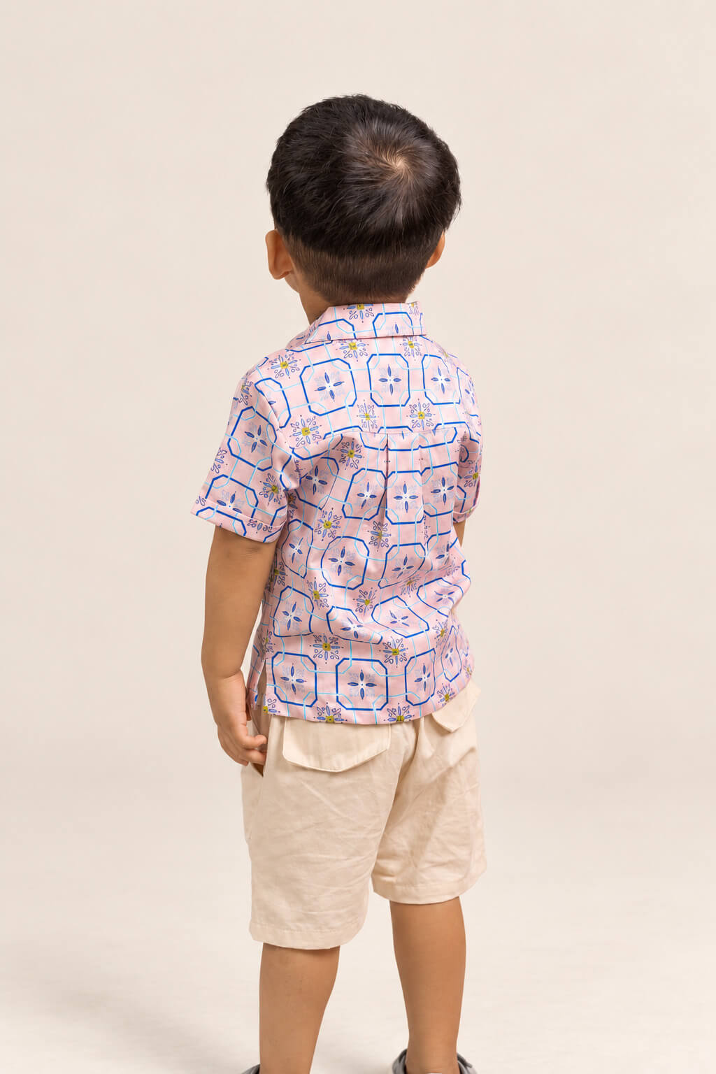 Little Man Shirt - Pink Tiles back