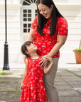 Ladies Capped Tee - Red Island Mickey