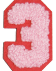 Iron-On Patch - Light Pink with Bright Pink Border (Numbers)
