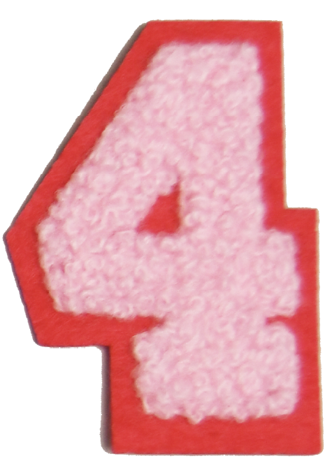 Iron-On Patch - Light Pink with Bright Pink Border (Numbers)