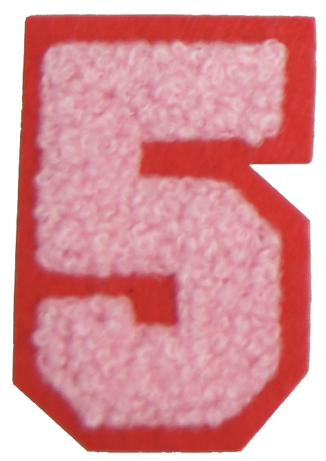 Iron-On Patch - Light Pink with Bright Pink Border (Numbers)