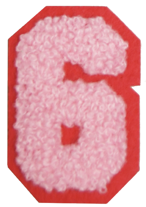 Iron-On Patch - Light Pink with Bright Pink Border (Numbers)