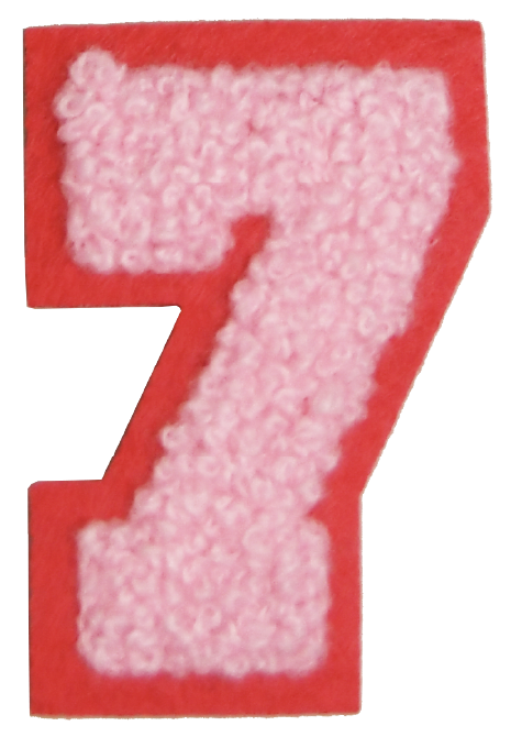 Iron-On Patch - Light Pink with Bright Pink Border (Numbers)