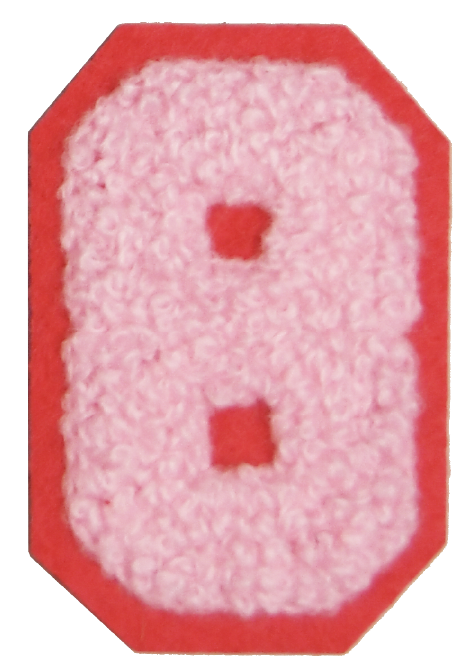 Iron-On Patch - Light Pink with Bright Pink Border (Numbers)