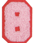 Iron-On Patch - Light Pink with Bright Pink Border (Numbers)
