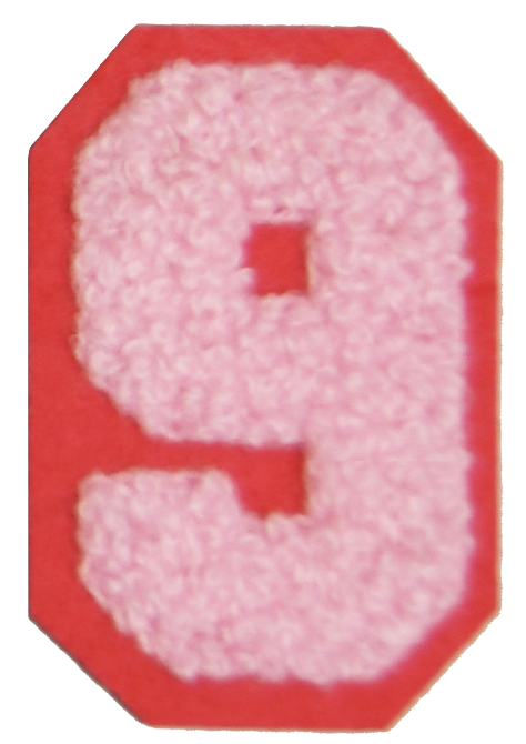 Iron-On Patch - Light Pink with Bright Pink Border (Numbers)