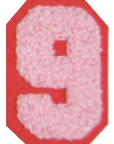 Iron-On Patch - Light Pink with Bright Pink Border (Numbers)