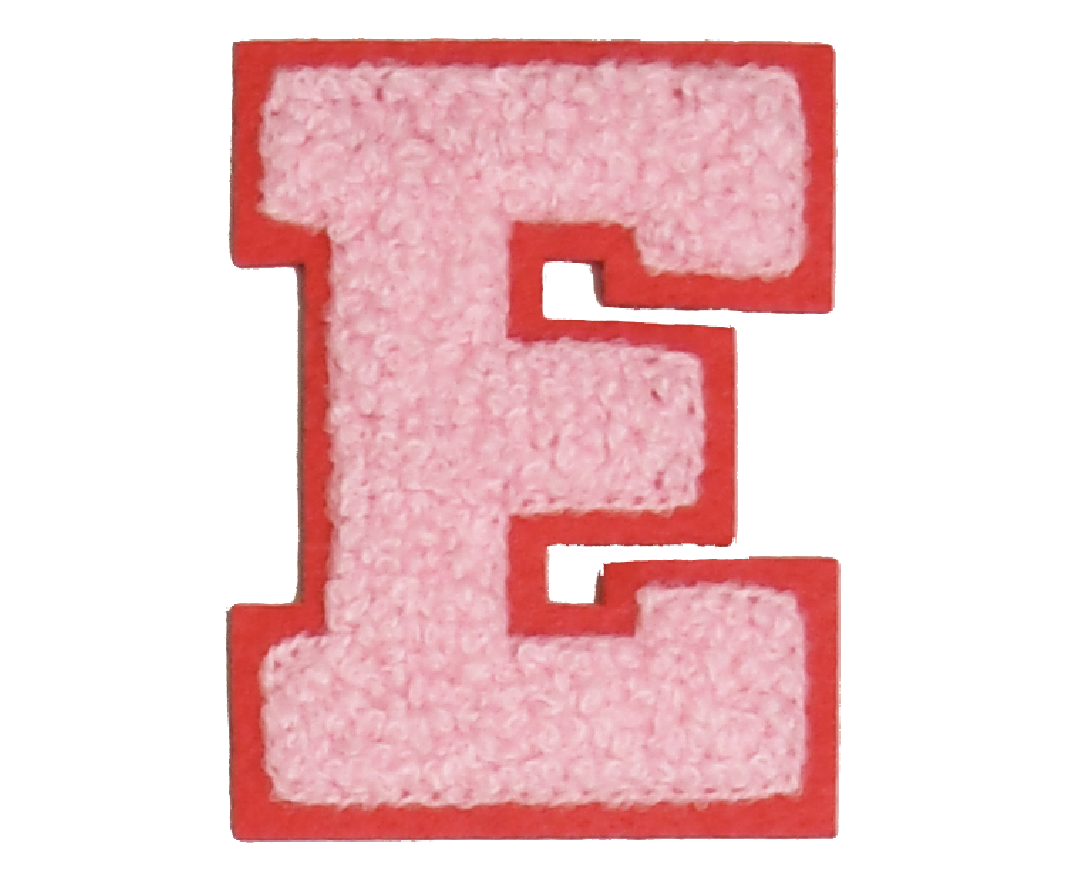 Iron-On Patch - Light Pink with Bright Pink Border (Letters)