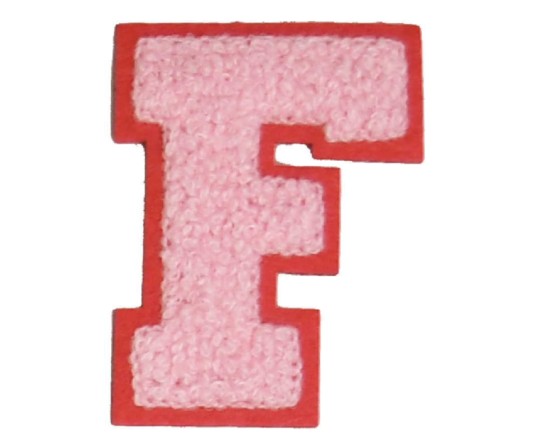 Iron-On Patch - Light Pink with Bright Pink Border (Letters)