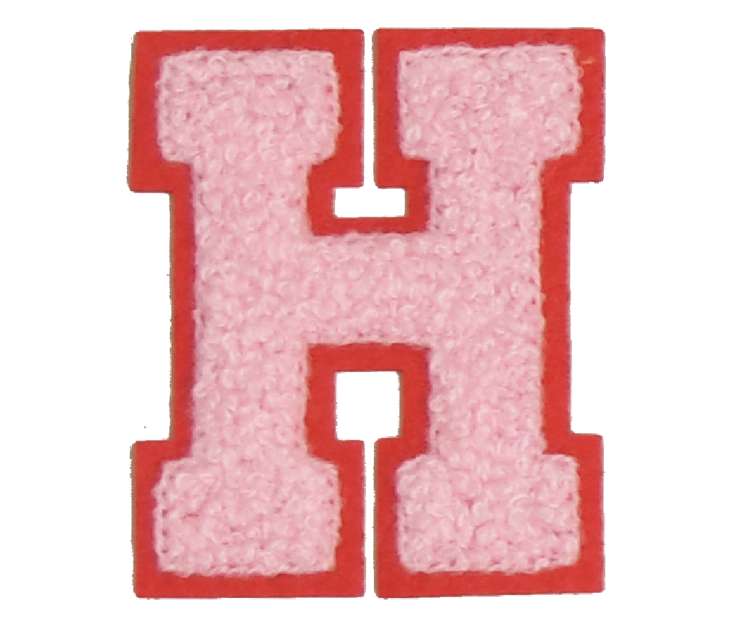 Iron-On Patch - Light Pink with Bright Pink Border (Letters)
