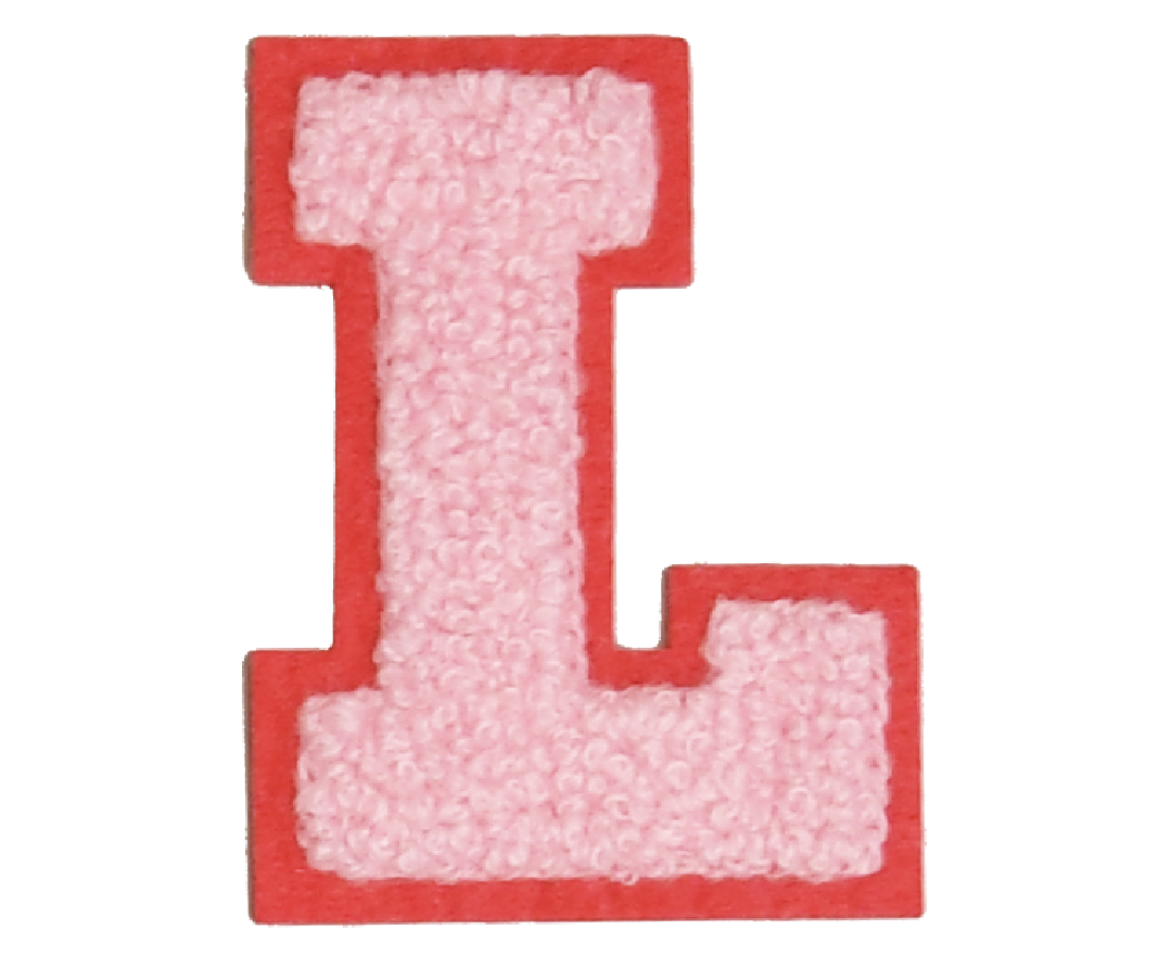 Iron-On Patch - Light Pink with Bright Pink Border (Letters)