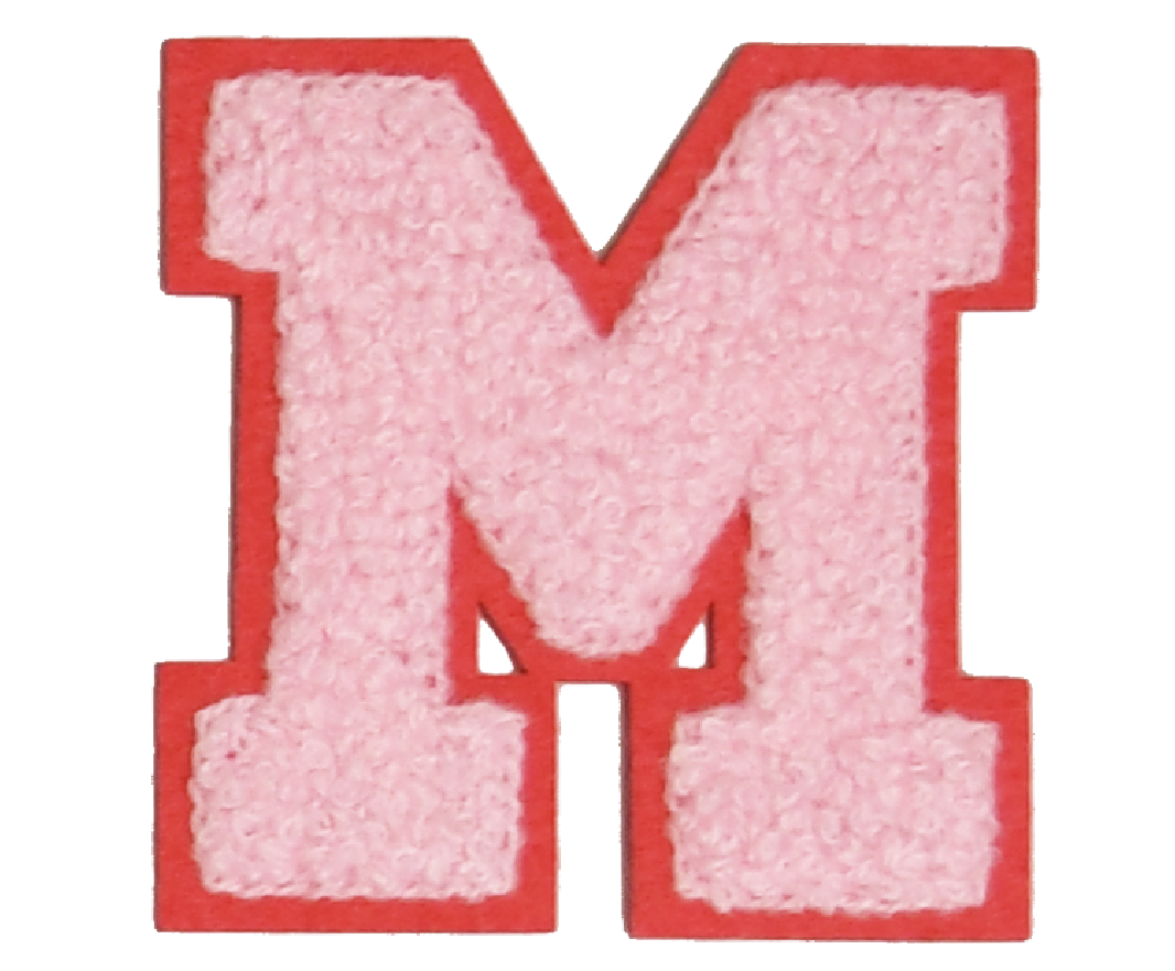 Iron-On Patch - Light Pink with Bright Pink Border (Letters)