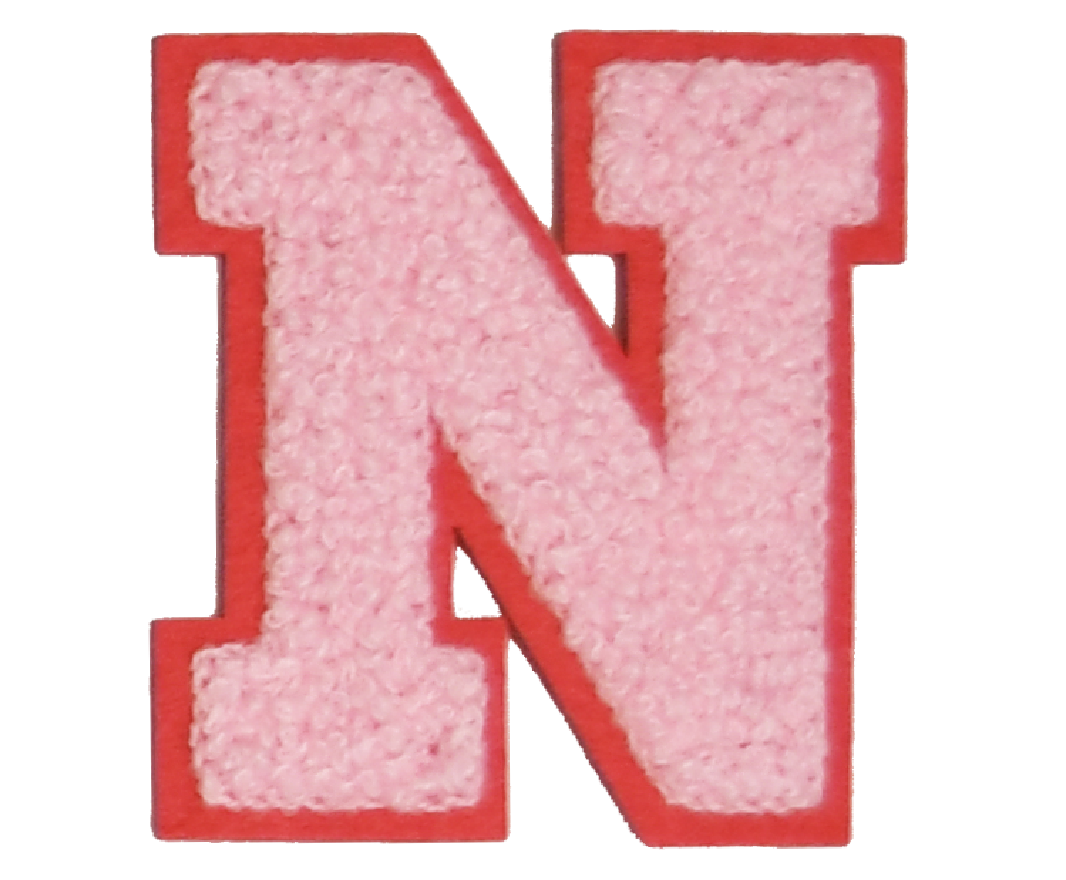 Iron-On Patch - Light Pink with Bright Pink Border (Letters)