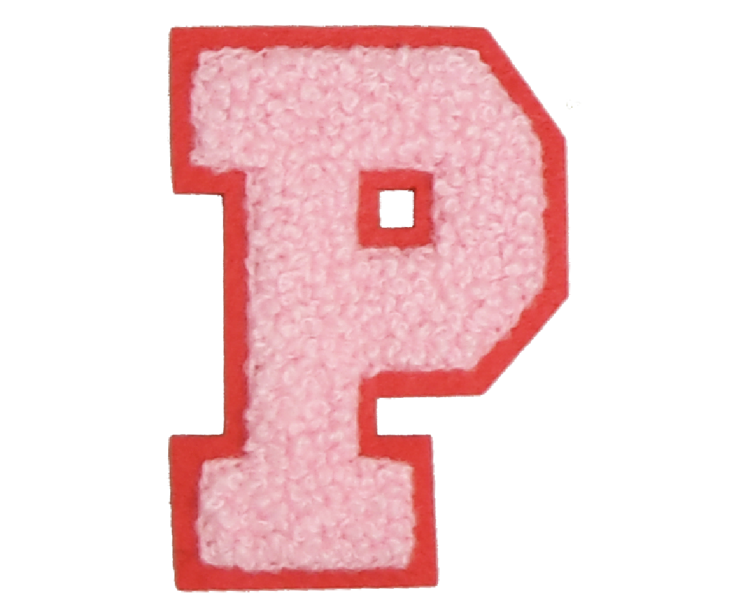 Iron-On Patch - Light Pink with Bright Pink Border (Letters)