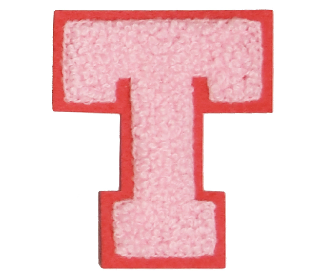 Iron-On Patch - Light Pink with Bright Pink Border (Letters)