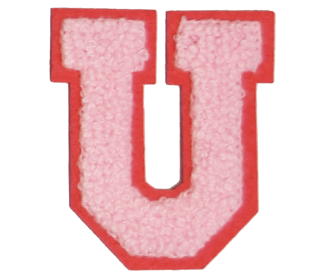 Iron-On Patch - Light Pink with Bright Pink Border (Letters)