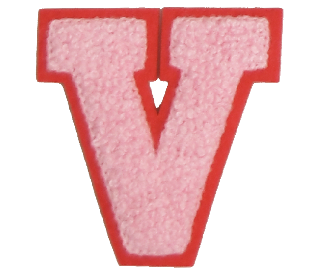 Iron-On Patch - Light Pink with Bright Pink Border (Letters)