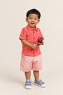 Little Man Shirt - Peach Red Mosaic