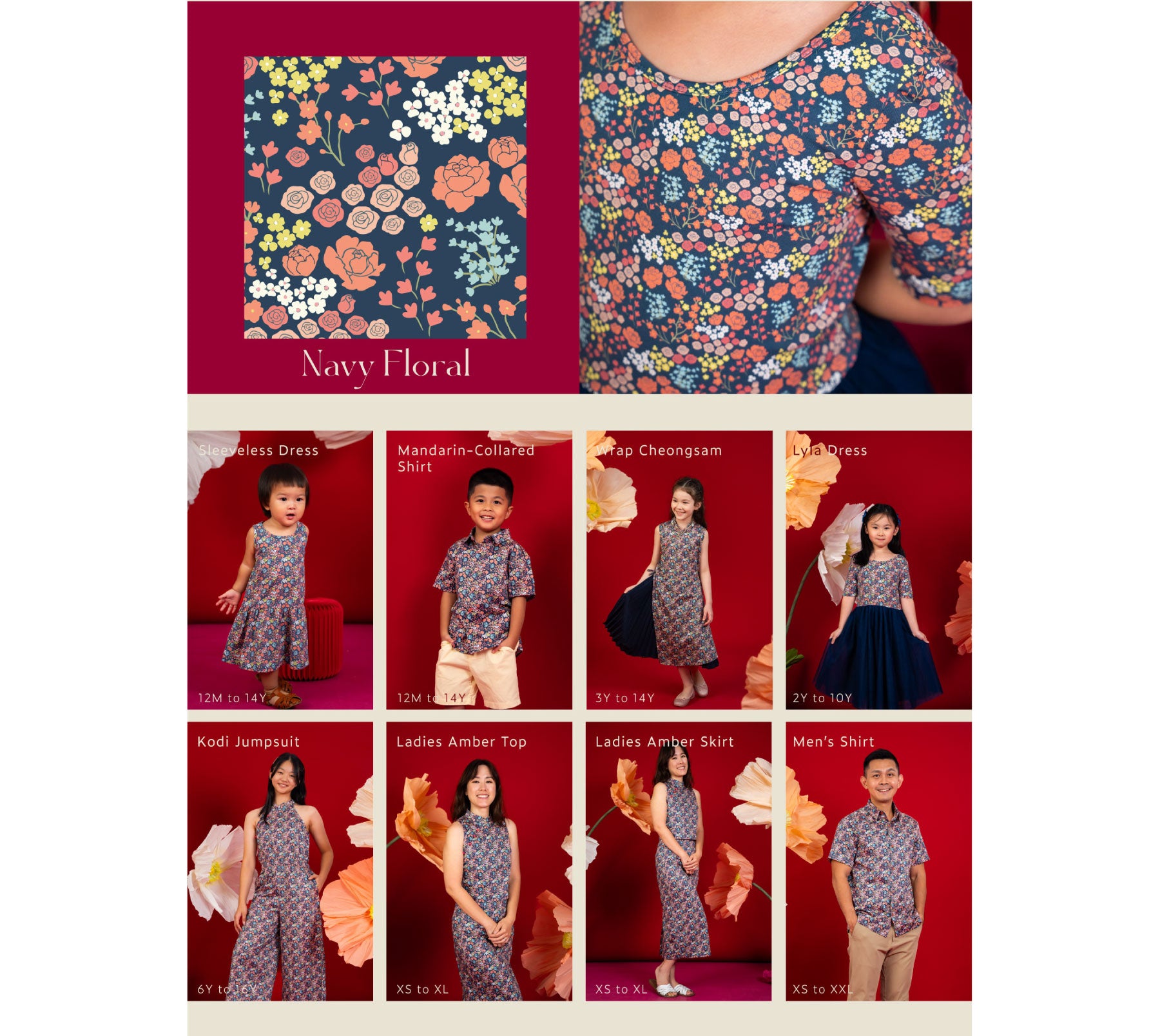 Navy floral clothing collection