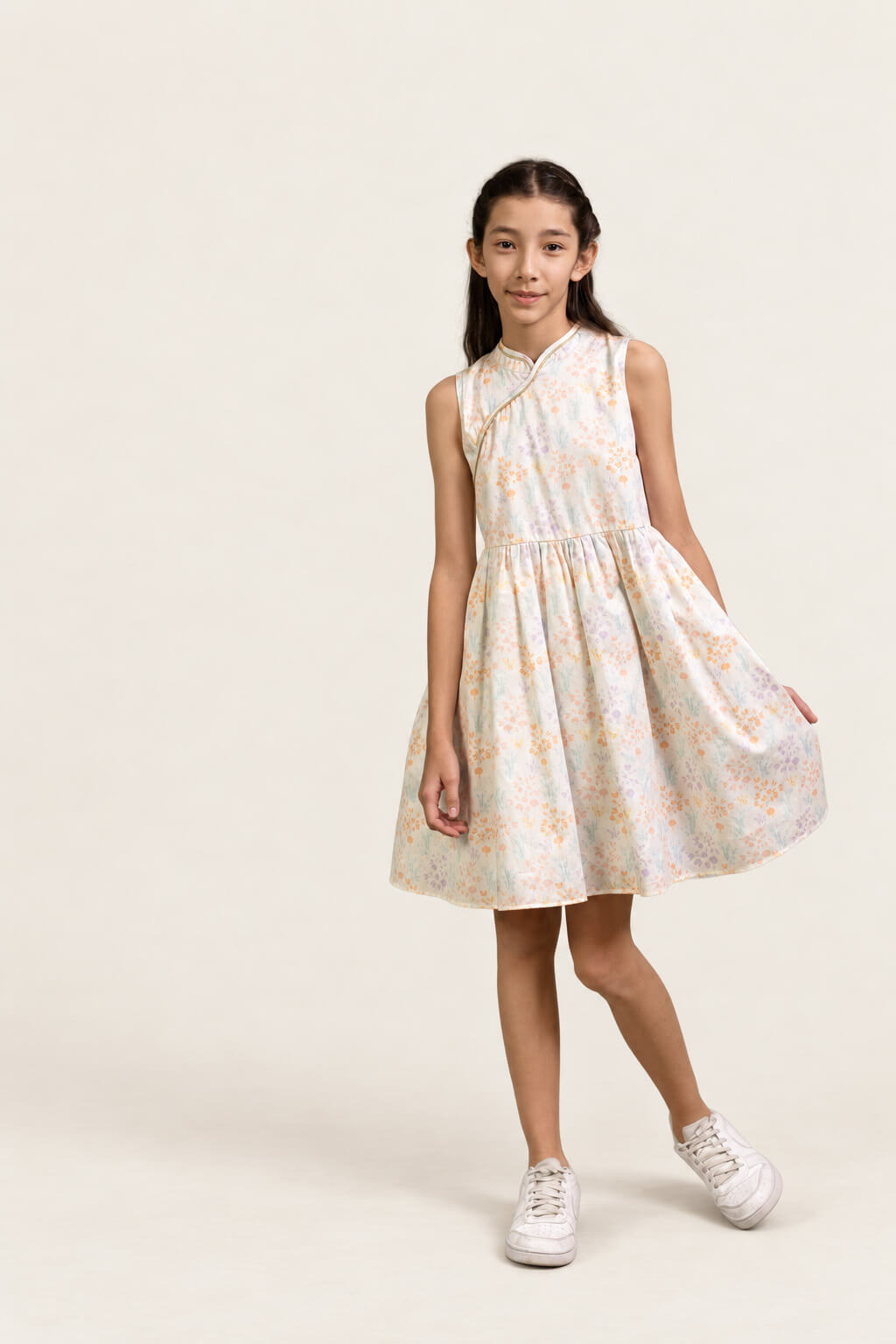 Luna Cheongsam - Cream Floral Bamboo