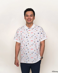 Man wearing mens polo tee in nautical disney design 