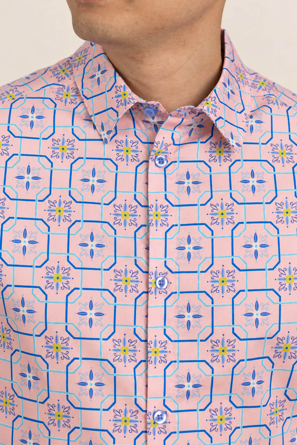 Men's Shirt - Pink Tiles