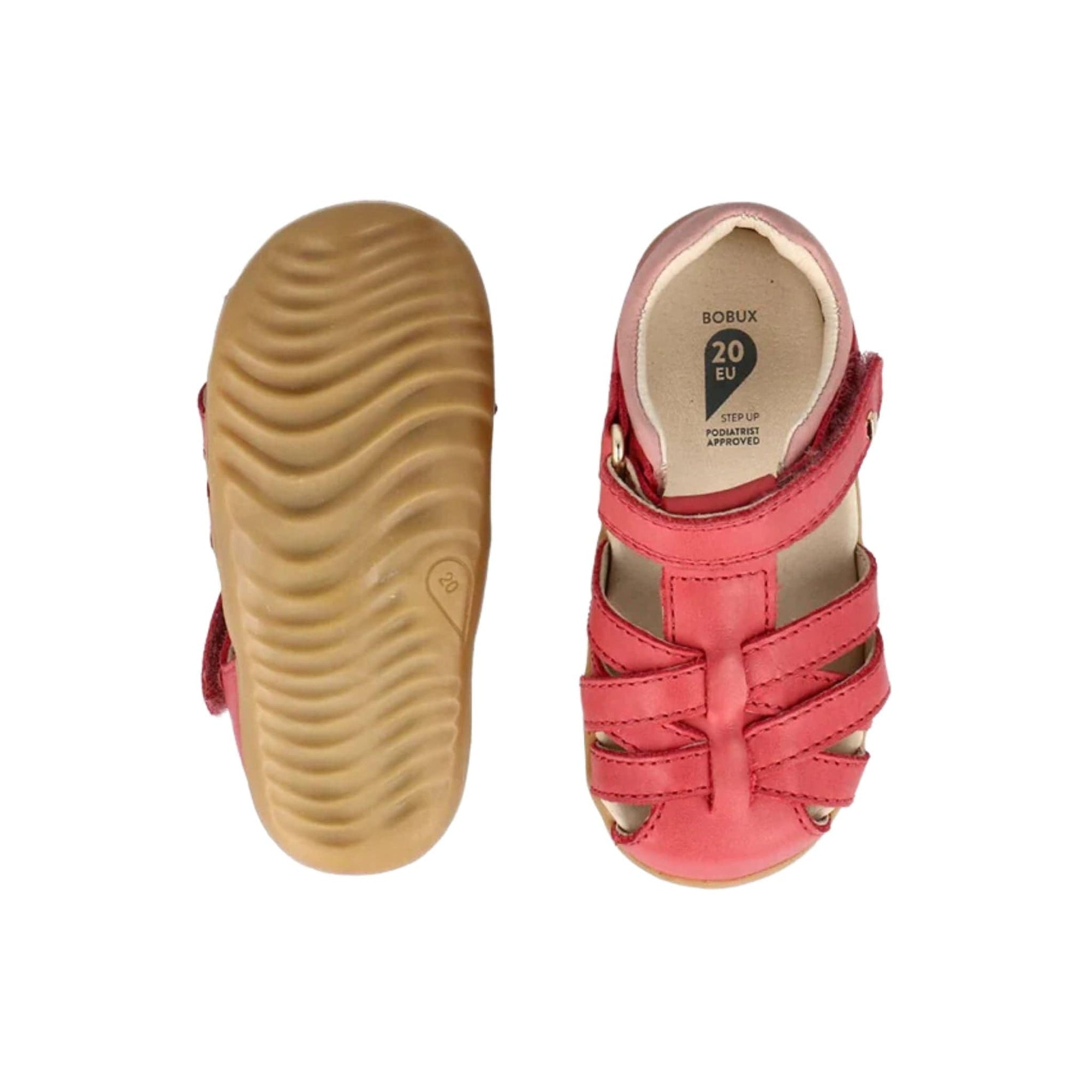 Bobux Mineral Red &amp; Rose Cross Jump Sandals Step Up