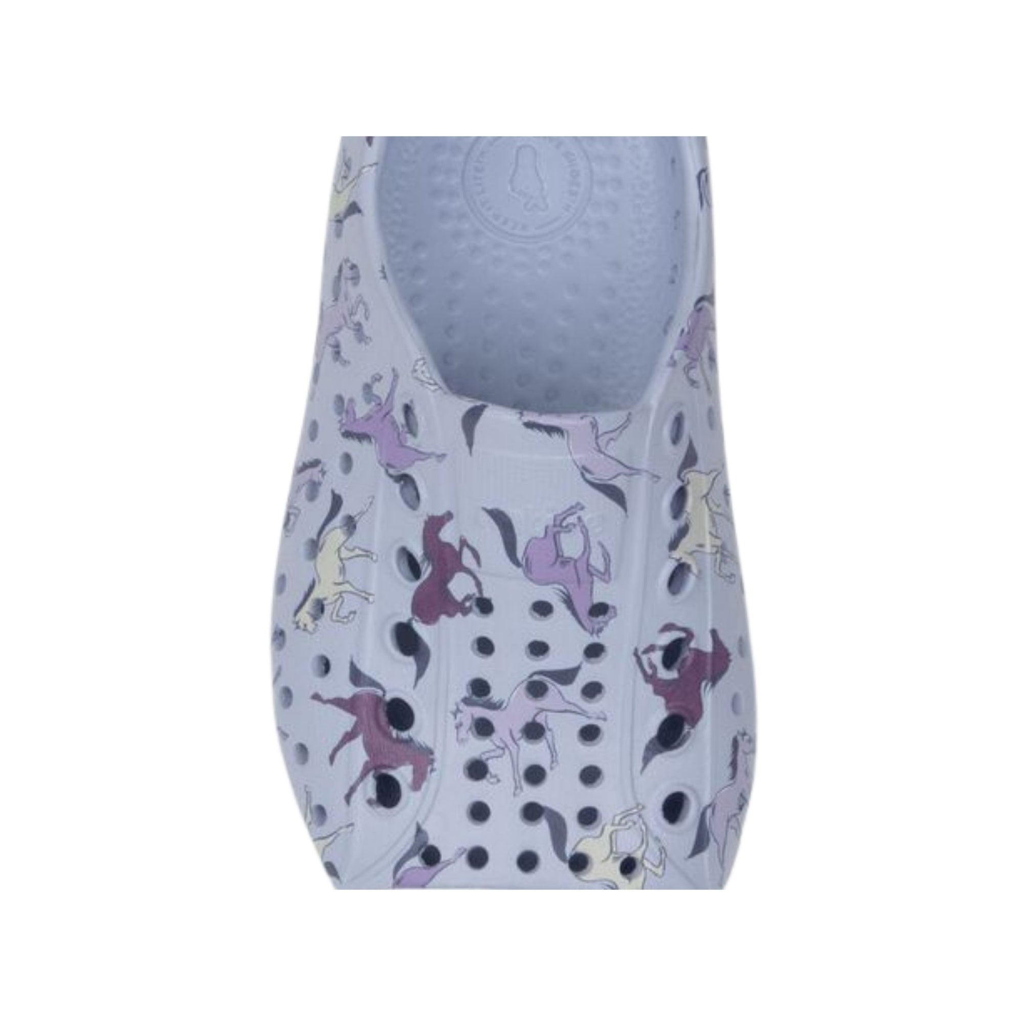 Jefferson Print Child Skyway Blue/ Shell White/ Twirling Horses top down