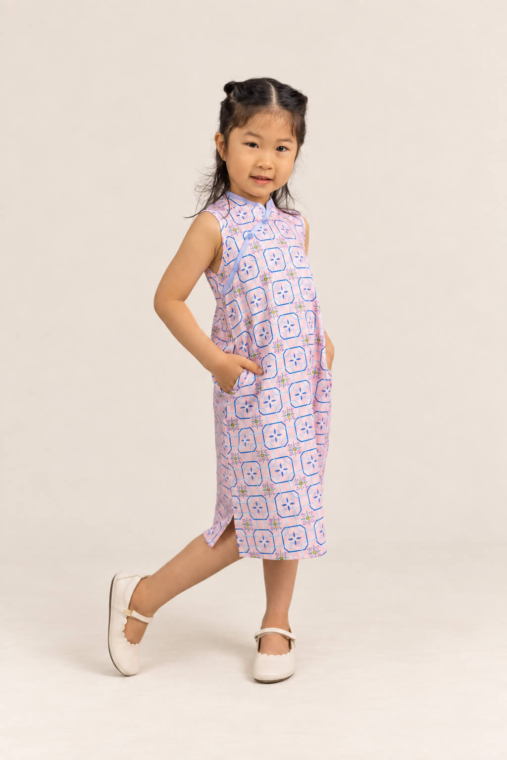 Peony Cheongsam - Pink Tiles