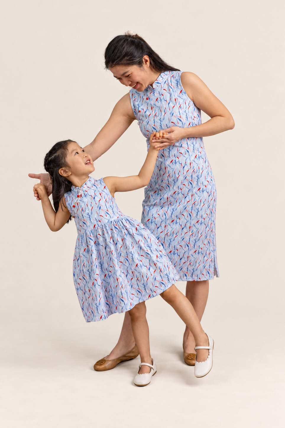 Ladies Mini Harper Cheongsam - Blue Lucky Bamboo