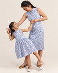 Ladies Mini Harper Cheongsam - Blue Lucky Bamboo