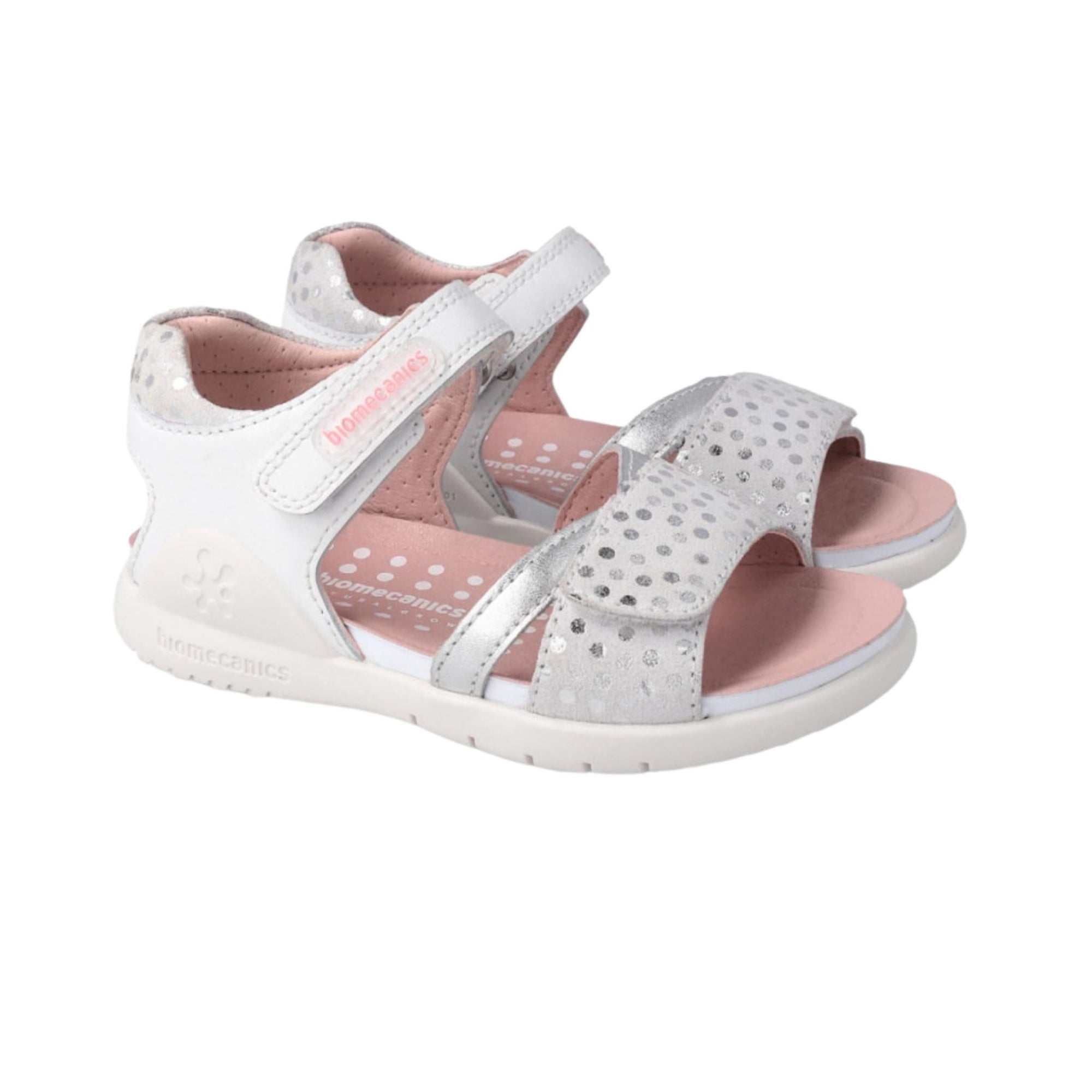 Biomecanics Bioevolution Silver Polka Dots Sandals