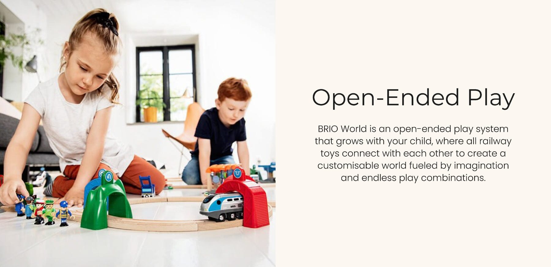 Children playing with BRIO World train set
