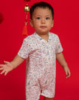 Mandarin-collared Polo Romper - Zodiac Mahjong