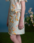 Wrap Skirt - Teal Orchid Garden