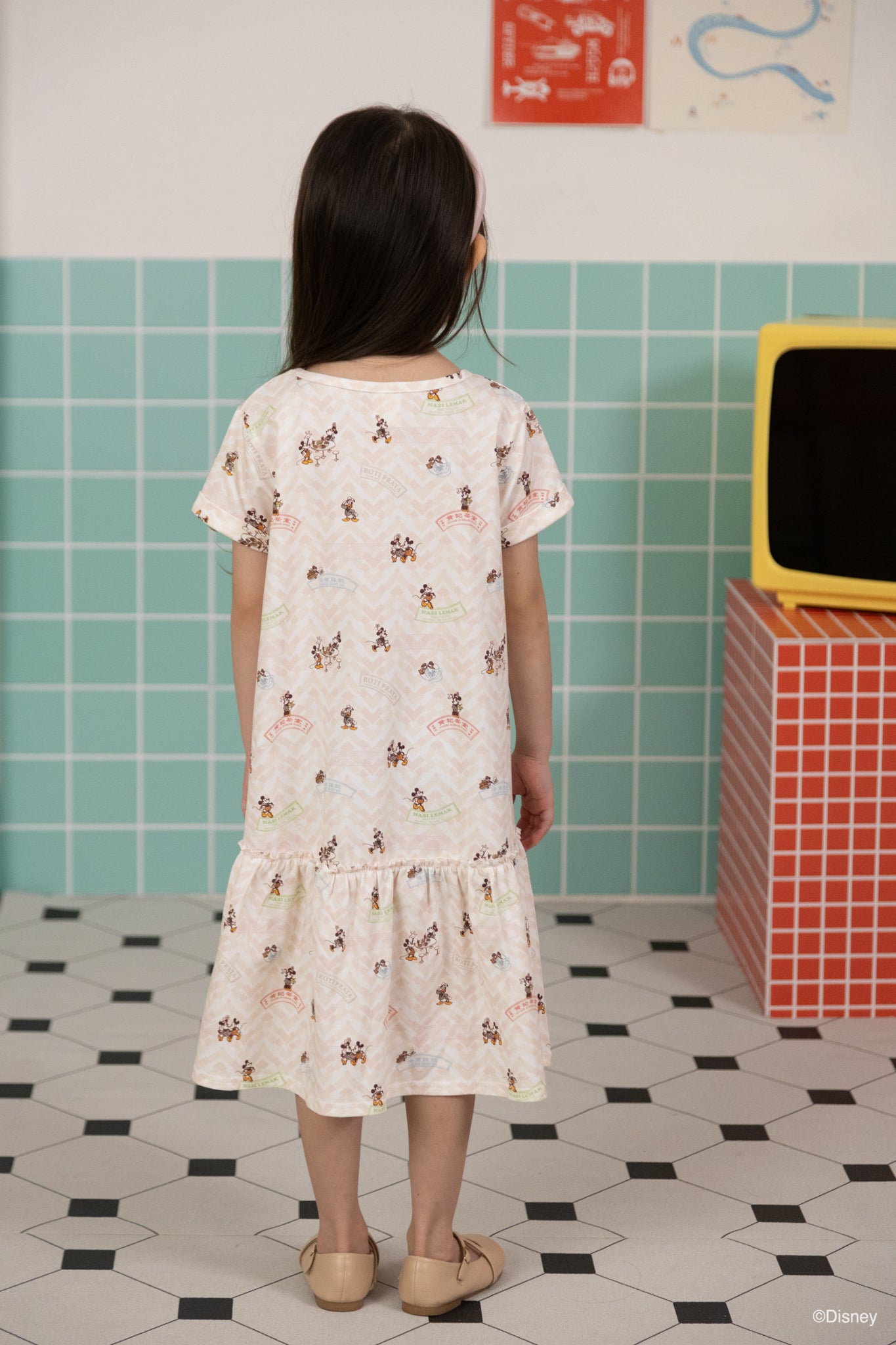 Mary Dress - Pink Chevron Mickey