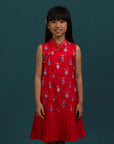 Drop Waist Cheongsam - Red Vases