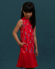Drop Waist Cheongsam - Red Vases